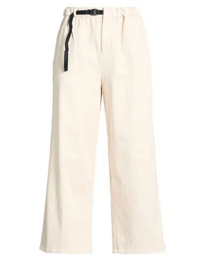 White Sand Woman Pants Beige Size 4 Cotton, Elastane