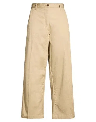 White Sand Woman Pants Beige Size 6 Cotton, Elastane In Neutral