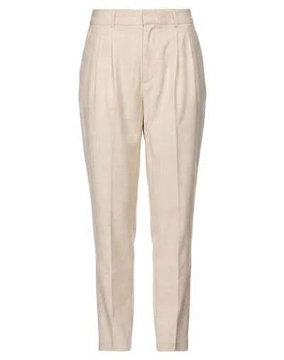 White Sand Woman Pants Beige Size 6 Wool, Polyester, Elastane In Neutral