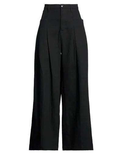 White Sand Woman Pants Black Size 6 Cotton, Elastane