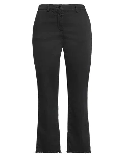White Sand Woman Pants Black Size 6 Cotton, Polyester, Elastane
