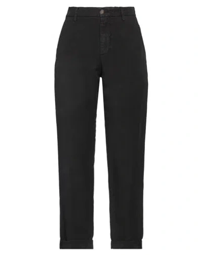 White Sand Woman Pants Black Size 4 Lyocell, Linen