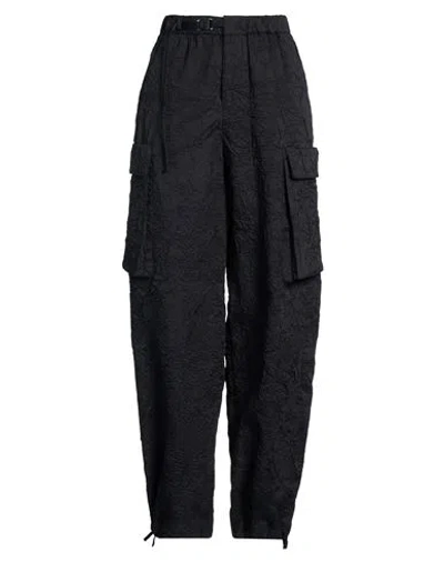 White Sand Woman Pants Black Size 6 Polyester, Cotton