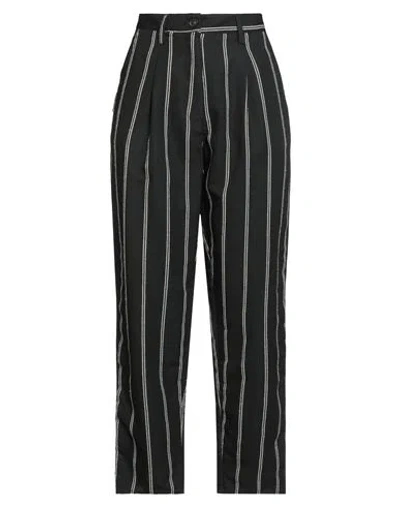 White Sand Woman Pants Black Size 6 Viscose, Polyester, Cotton