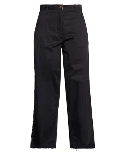 White Sand Woman Pants Black Size 8 Cotton, Elastane