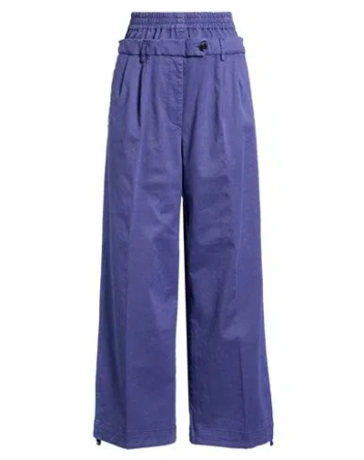 White Sand Woman Pants Blue Size 10 Cotton, Tencel, Silk, Elastane