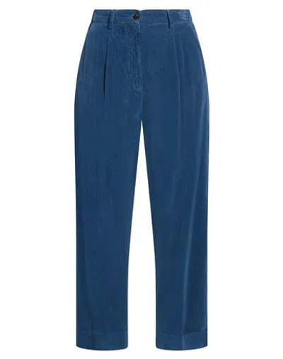 White Sand Woman Pants Blue Size 2 Cotton, Elastane