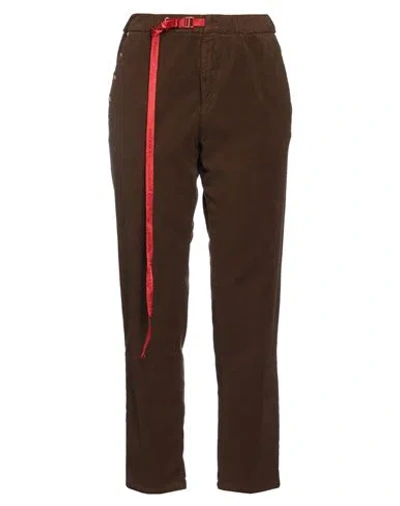 White Sand Woman Pants Brown Size 1 Cotton, Elastane