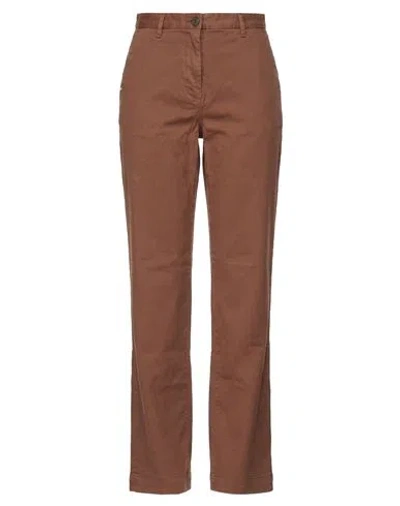 White Sand Woman Pants Brown Size 12 Cotton, Tencel, Silk, Elastane