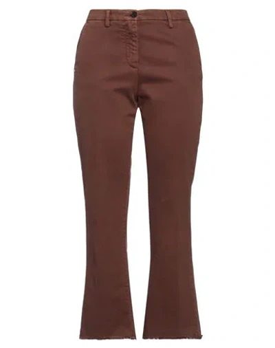White Sand Woman Pants Brown Size 6 Cotton, Polyester, Elastane