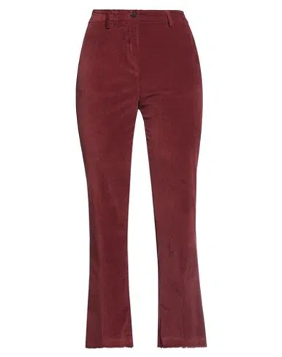 White Sand Woman Pants Burgundy Size 10 Cotton, Elastane In Red