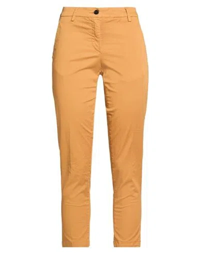 White Sand Woman Pants Camel Size 10 Cotton, Elastane In Yellow