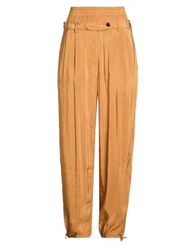 White Sand Woman Pants Camel Size 8 Viscose, Rayon, Linen In Brown