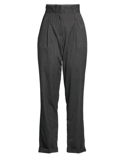White Sand Woman Pants Charcoal Size 8 Polyester, Viscose, Elastane In Black