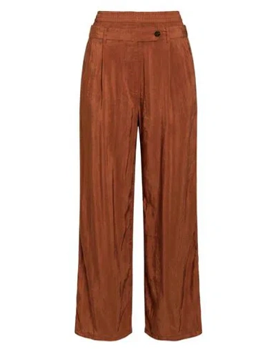 White Sand Woman Pants Copper Size 2 Viscose, Rayon, Linen In Orange