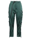 White Sand Woman Pants Dark Green Size 0 Cotton, Elastane