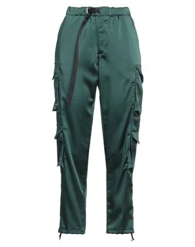 White Sand Woman Pants Dark Green Size 0 Cotton, Elastane