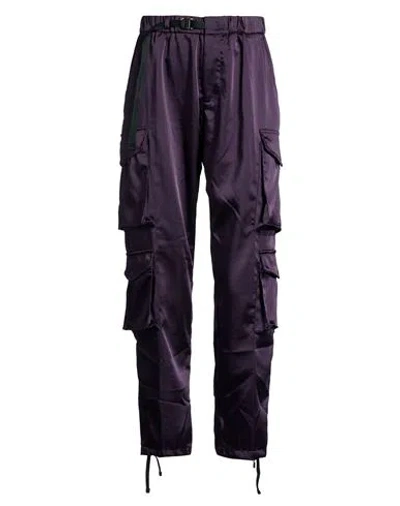 White Sand Woman Pants Dark Purple Size 0 Polyester, Elastane