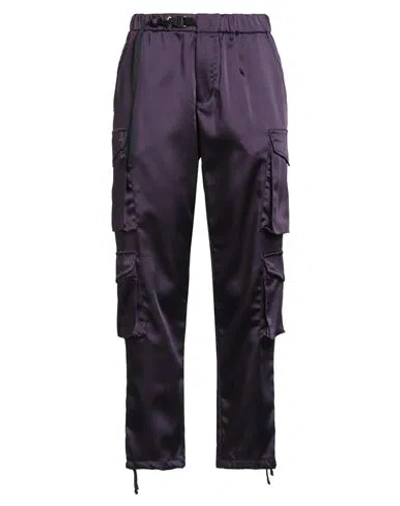 White Sand Woman Pants Dark Purple Size 4 Polyester, Elastane