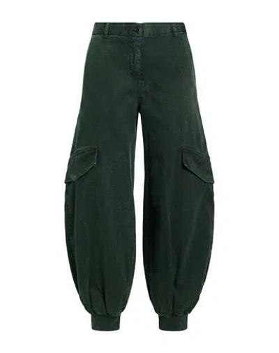 White Sand Woman Pants Green Size 6 Cotton, Elastane