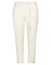 White Sand Woman Pants Ivory Size 4 Cotton, Elastane