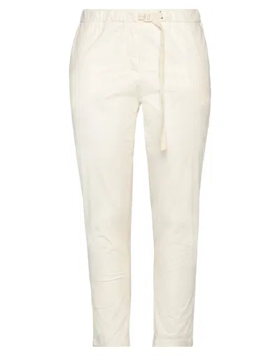 White Sand Woman Pants Ivory Size 4 Cotton, Elastane