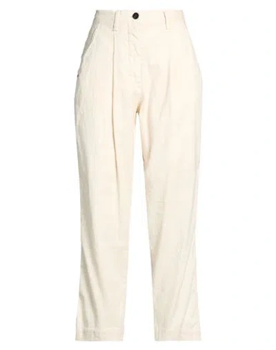 White Sand Woman Pants Ivory Size 4 Linen, Cotton, Elastane