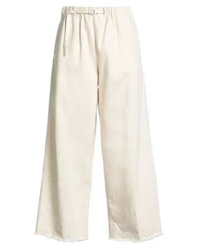 White Sand Woman Pants Ivory Size 6 Cotton