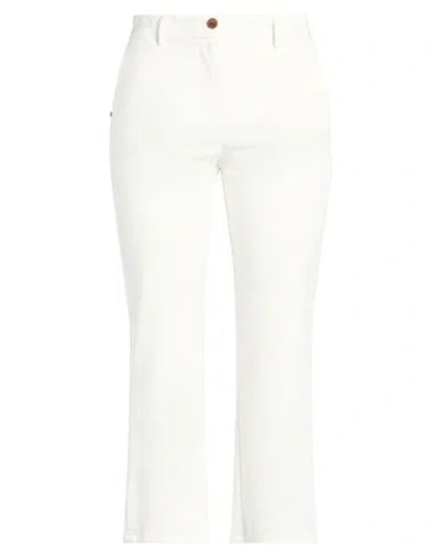 White Sand Woman Pants Ivory Size 6 Cotton, Elastane
