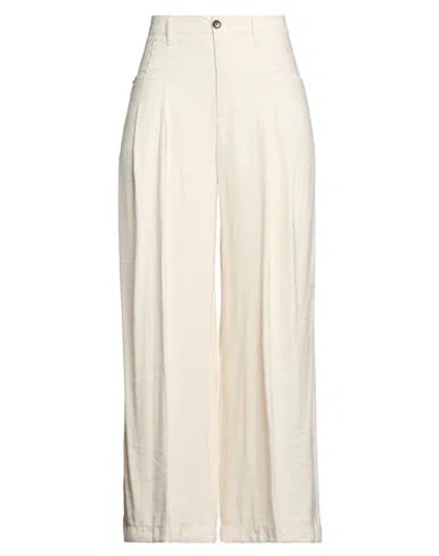 White Sand Woman Pants Ivory Size 6 Viscose, Polyester