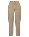 White Sand Woman Pants Khaki Size 8 Lyocell, Linen In Beige
