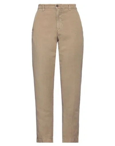 White Sand Woman Pants Khaki Size 8 Lyocell, Linen In Beige