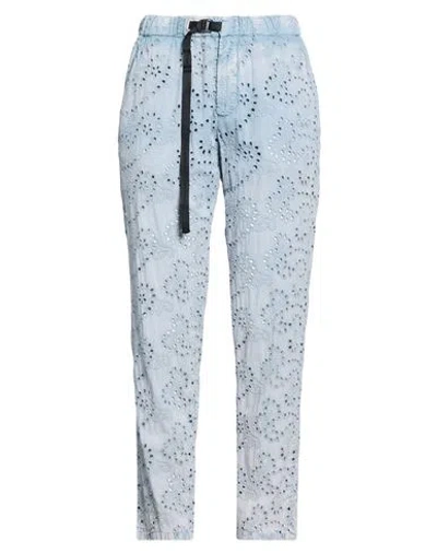 White Sand Woman Pants Light Blue Size 0 Cotton In Animal Print