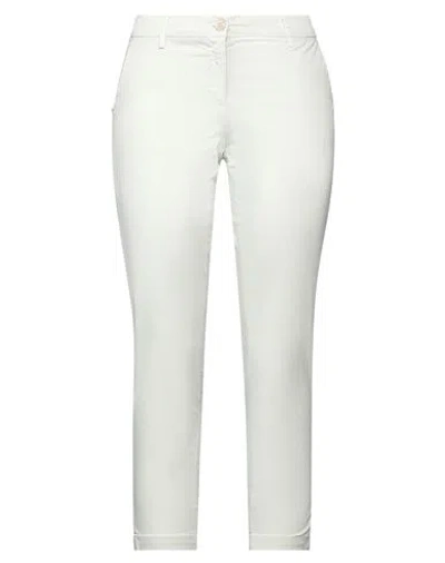 White Sand Woman Pants Light Green Size 10 Cotton, Elastane