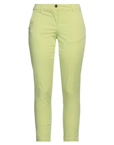 White Sand Woman Pants Light Green Size 6 Cotton, Elastane