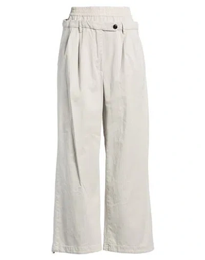 White Sand Woman Pants Light Grey Size 6 Cotton, Tencel, Silk, Elastane