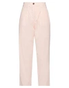 White Sand Woman Pants Light Pink Size 10 Cotton, Elastane