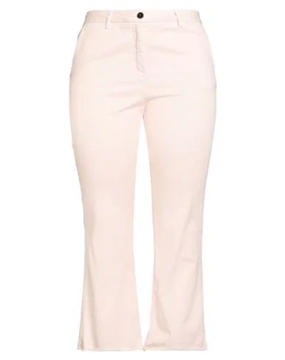 White Sand Woman Pants Light Pink Size 10 Linen, Cotton, Elastane