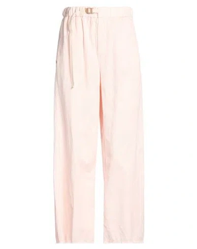 White Sand Woman Pants Light Pink Size 2 Cotton, Linen