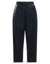 White Sand Woman Pants Midnight Blue Size 8 Linen, Cotton, Elastane In Black