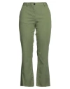 White Sand Woman Pants Military Green Size 12 Cotton, Elastane In Green