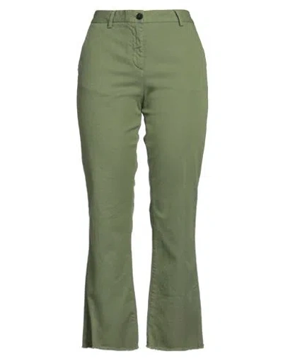 White Sand Woman Pants Military Green Size 12 Cotton, Elastane