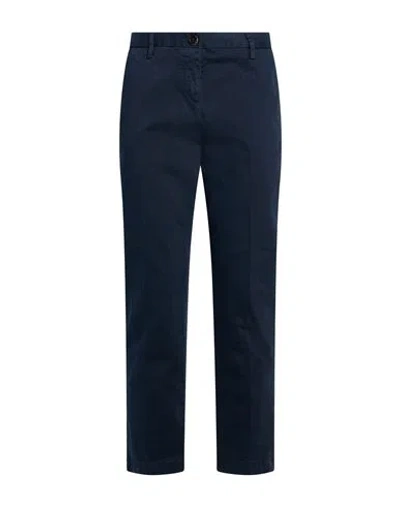 White Sand Woman Pants Navy Size 6 Cotton, Elastane In Blue