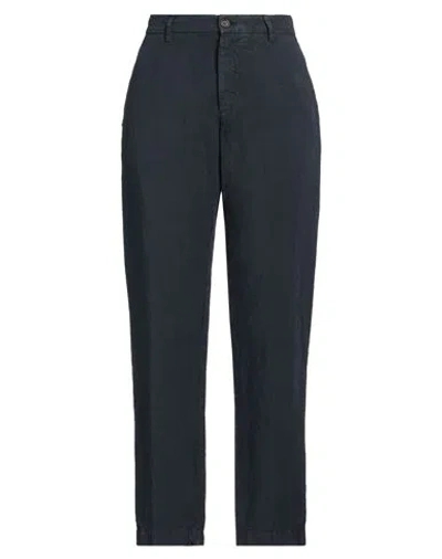 White Sand Woman Pants Navy Size 8 Lyocell, Linen In Navy
