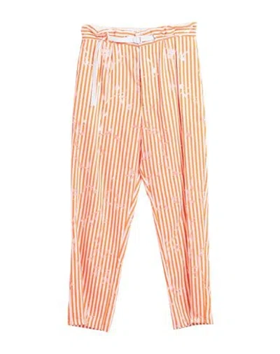 White Sand Woman Pants Orange Size 8 Cotton, Polyamide
