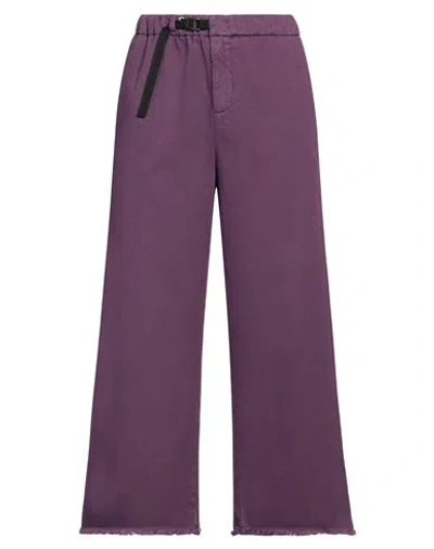 White Sand Woman Pants Purple Size 2 Cotton, Elastane