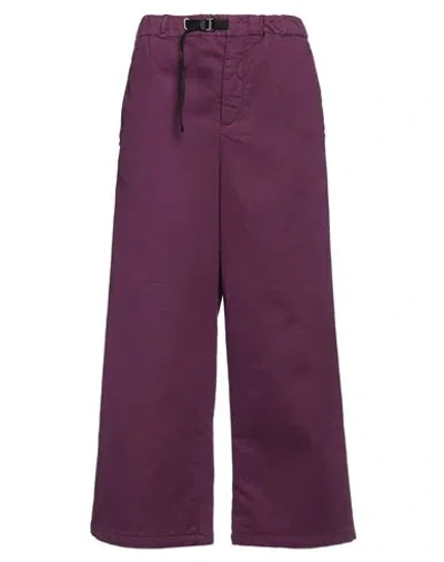White Sand Woman Pants Purple Size 6 Cotton, Polyester, Elastane