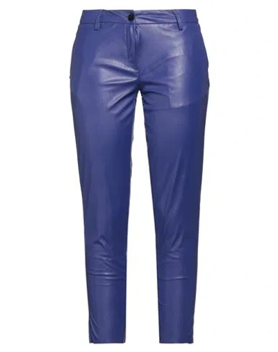White Sand Woman Pants Purple Size 2 Polyester, Polyurethane