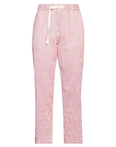 White Sand Woman Pants Red Size 2 Cotton, Polyester