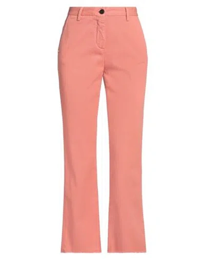 White Sand Woman Pants Salmon Pink Size 2 Linen, Cotton, Elastane